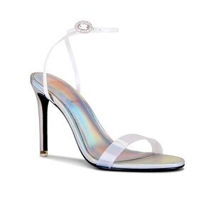 Revolve- Black Suede Studio Carrie High Heel Sandal in Silver Size -6